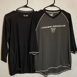 Two UnderArmor Long Sleeve Hear Gear Shirts